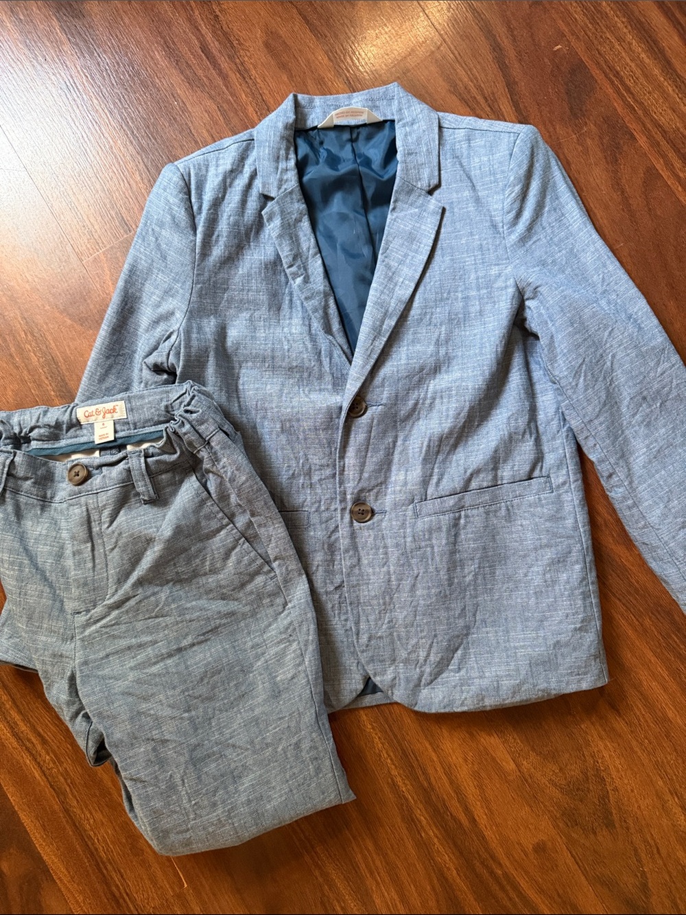 Cat & Jack Boys Light Blue Linen-Look Blazer & Pants Set